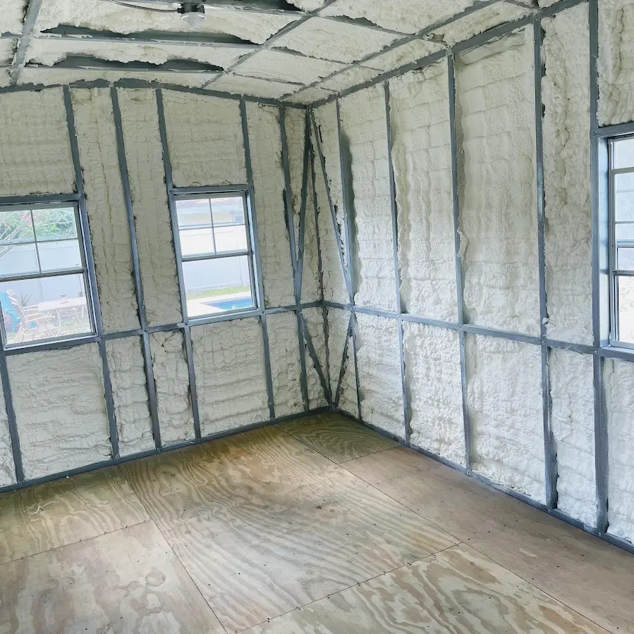 Closed-cell spray foam insulation applied to wall cavities in a residential project in Northbrook